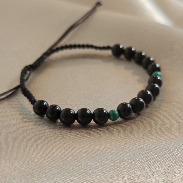 Ónix és Malachit zsinór karkötő